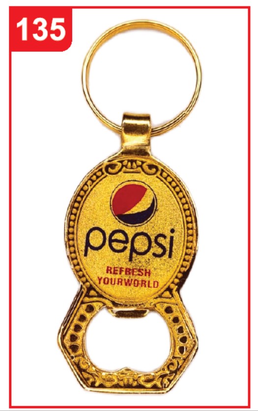 135. Custom Printed Golden Opener Keychain/Pepsi | Corporate Gifting & Branding