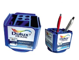 138. Custom Printed Plastic Pen Stand/Dulux | Corporate Gifting And Branding