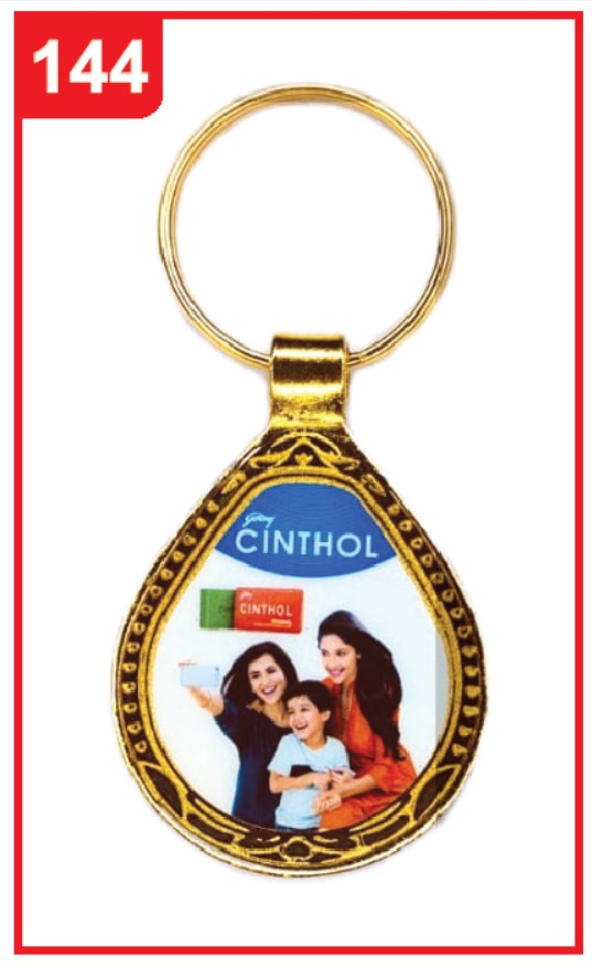 144. Custom Printed Golden Digital Keychain/Cinthol | Corporate Gifting & Branding