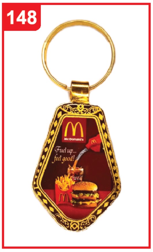 148. Custom Printed Golden Digital Keychain/Mcdonald | Corporate Gifting & Branding