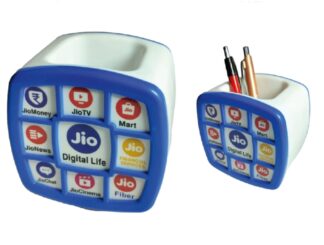152. Custom Printed Plastic Pen Stand/Jio | Corporate Gifting And Branding