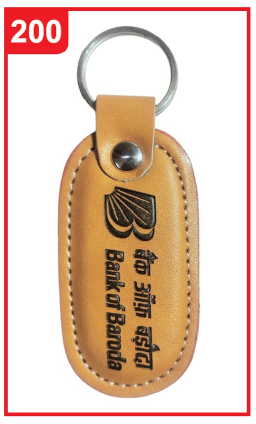 200. Custom Printed Leather Keychain/Bankofbaroda | Corporate Gifting & Branding