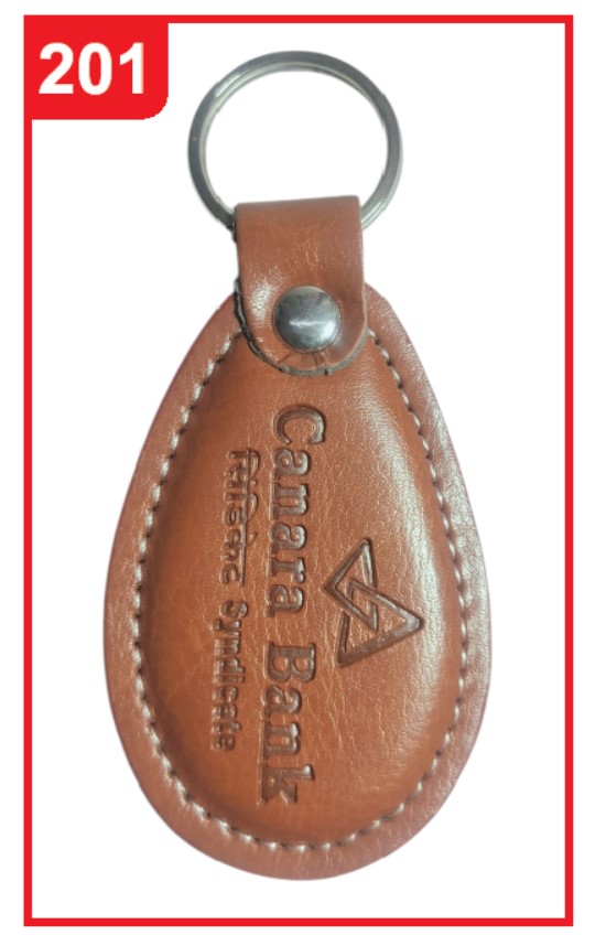 201. Custom Printed Leather Keychain/Canarabank | Corporate Gifting & Branding