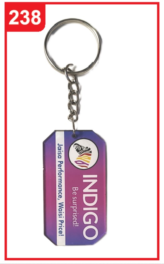 238. Custom Printed Acrylic Keychain/Indigo | Corporate Gifting & Branding
