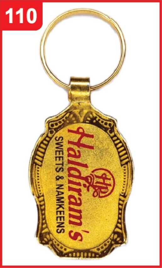 110. Custom Printed Golden Meena Keychain/Haldiram | Corporate Gifting & Branding