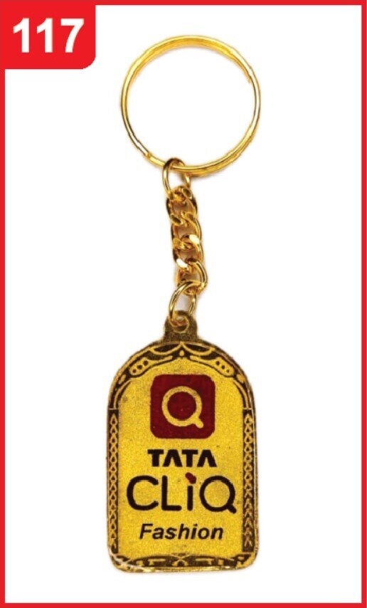 117. Custom Printed Golden Meena Keychain/Tatacliq | Corporate Gifting & Branding