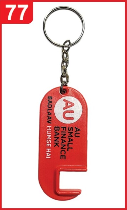 077. Custom Printed Abs Mobile Stand Keychain/Aubank | Corporate Gifting & Branding