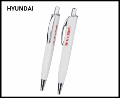 031. Plastic Ball Pen Customised Printing /Hyundai Four Square Wh | Corporate Gifting & Branding