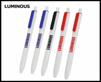 046. Plastic Ball Pen Customised Printing /Luminous Scoop Wh / Color  (Rd,Bl,Bk) | Corporate Gifting & Branding