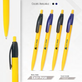 095. Plastic Ball Pen Customised Printing /Easy Push White/Colour/Yellow | Corporate Gifting & Branding