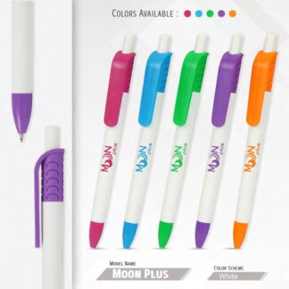 111. Plastic Ball Pen Customised Printing /Moon Plus White | Corporate Gifting & Branding