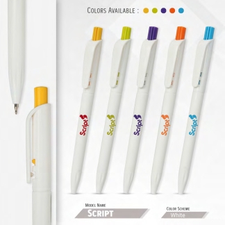 090. Plastic Ball Pen Customised Printing /Script White | Corporate Gifting & Branding