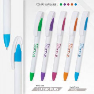 112. Plastic Ball Pen Customised Printing /Classic Plus White | Corporate Gifting & Branding