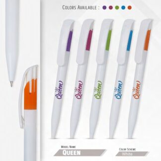 106. Plastic Ball Pen Customised Printing /Queen White | Corporate Gifting & Branding