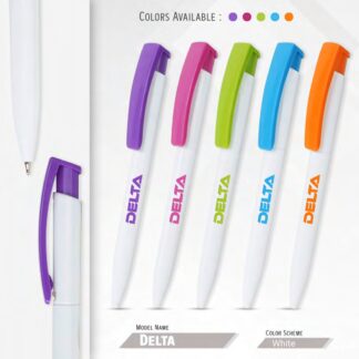 110. Plastic Ball Pen Customised Printing /Delta White | Corporate Gifting & Branding