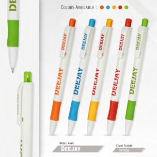 100. Plastic Ball Pen Customised Printing /Deejay Tripper White | Corporate Gifting & Branding