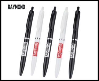 061. Plastic Ball Pen Customised Printing /Raymond Vito Full Bk, Wh | Corporate Gifting & Branding