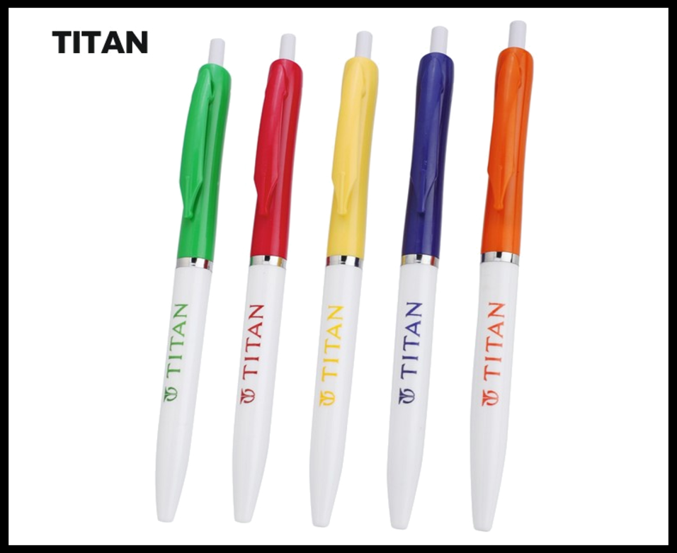 075. Plastic Ball Pen Customised Printing /Titan Vito Half Wh/ Color | Corporate Gifting & Branding