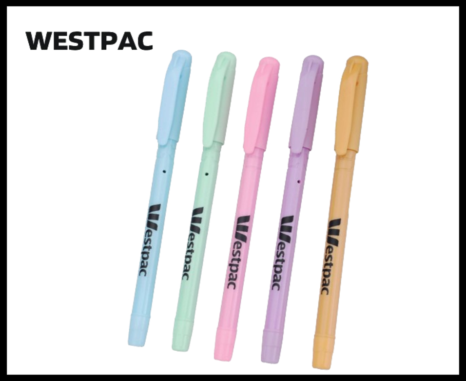 080. Plastic Ball Pen Customised Printing /Westpak Pastel | Corporate Gifting & Branding