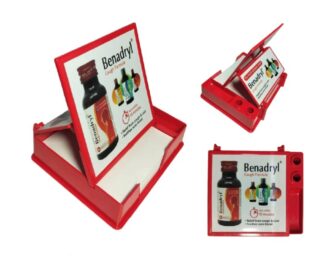 130. Custom Printed Plastic Pen Stand With Pad/Benadryl | Corporate Gifting And Branding