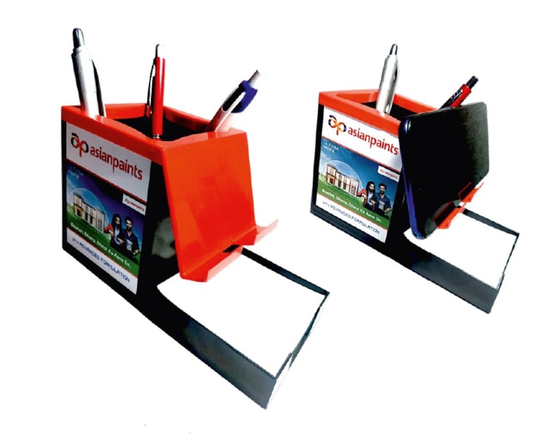 133. Custom Printed Plastic Pen Stand With Pad/Asianpaints | Corporate Gifting And Branding