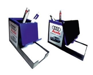 134. Custom Printed Plastic Pen Stand With Pad/Audi | Corporate Gifting And Branding
