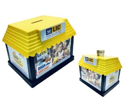 173. Custom Printed Plastic Money Box/Lic | Corporate Gifting And Branding